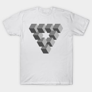 penrose triangle geometry cube penrose stairs illusion T-Shirt